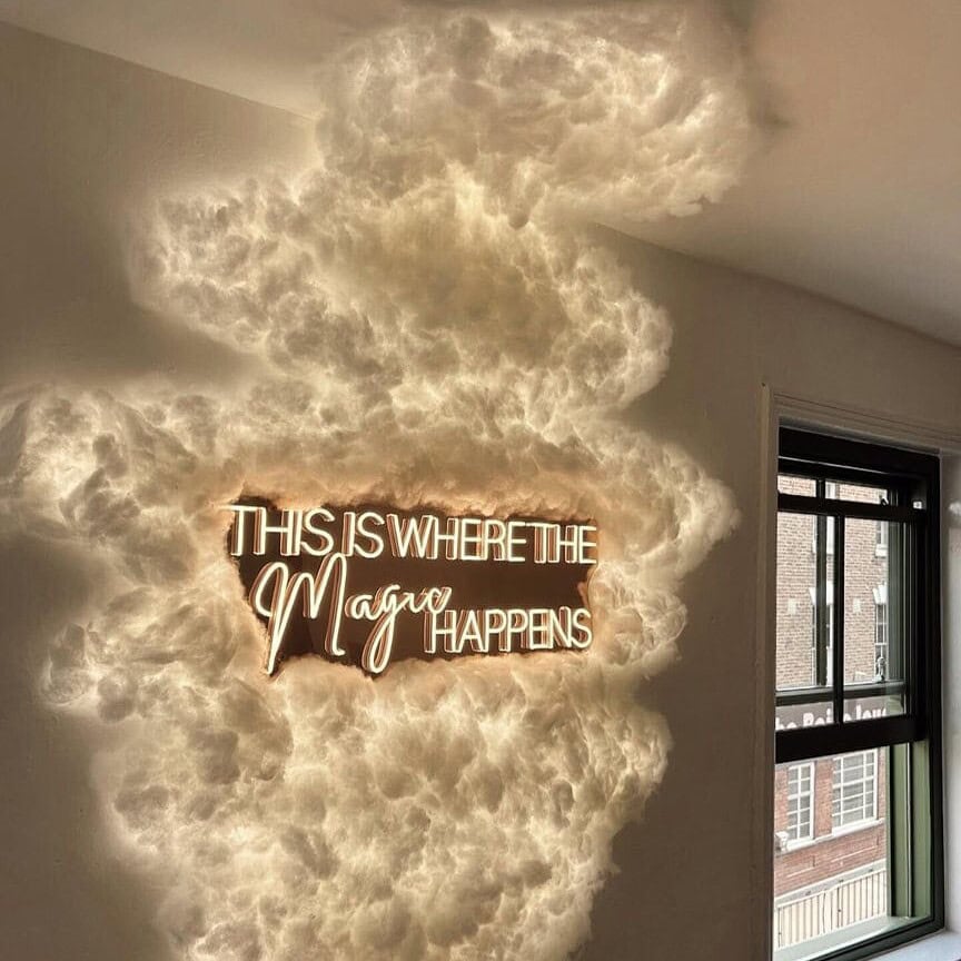 salon custom neon sign wall art cloud effect