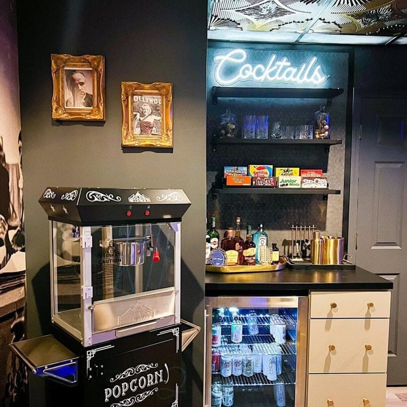 small custom neon sign for home theater snack bar