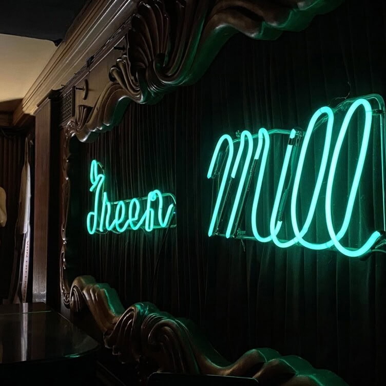 teal color vintage neon sign