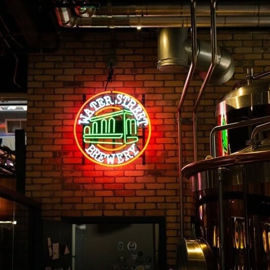 vintage glass neon sign for brewery and bar