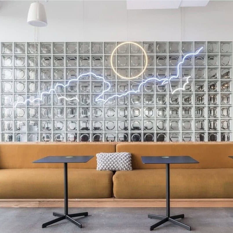 vintage glass neon sign for cowork space