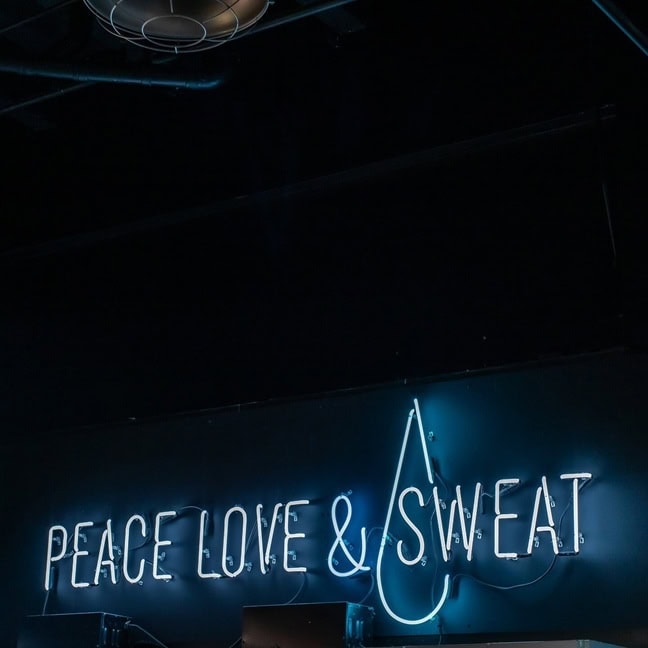 vintage glass neon sign for gym and fitness center