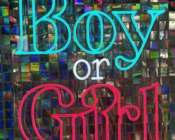 boy or girls party neon sign shimmer wall