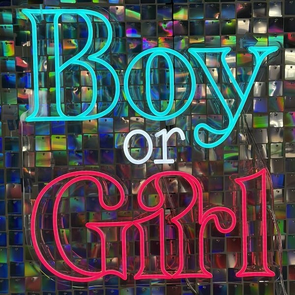 boy or girls party neon sign shimmer wall