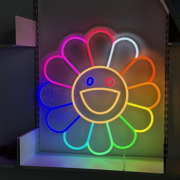 smiley sunflower neon sign rainbow color